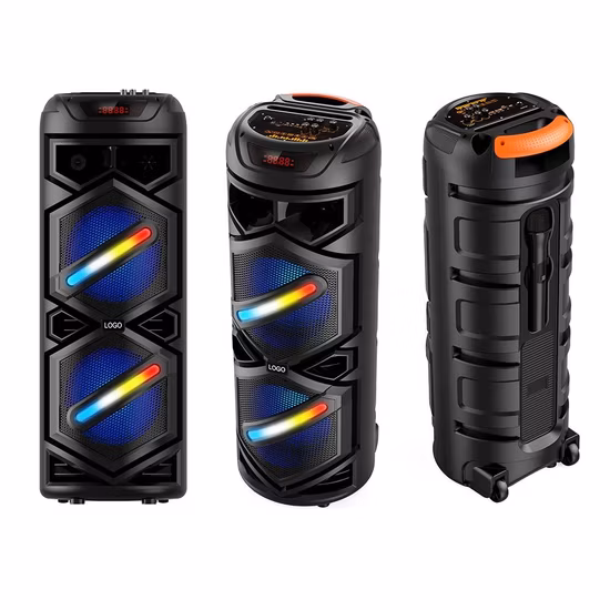 8 インチ サブウーファー ワイヤレス ディスコ 火災効果 LED ライト搭載 ポータブル パーティー スピーカー サウンド ボックス